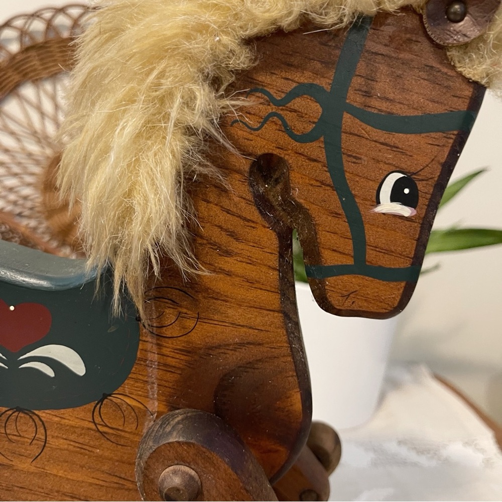Vintage | Wooden Pull Toy Horse | Folk Art | Rolling Toy - Picture 2 of 12